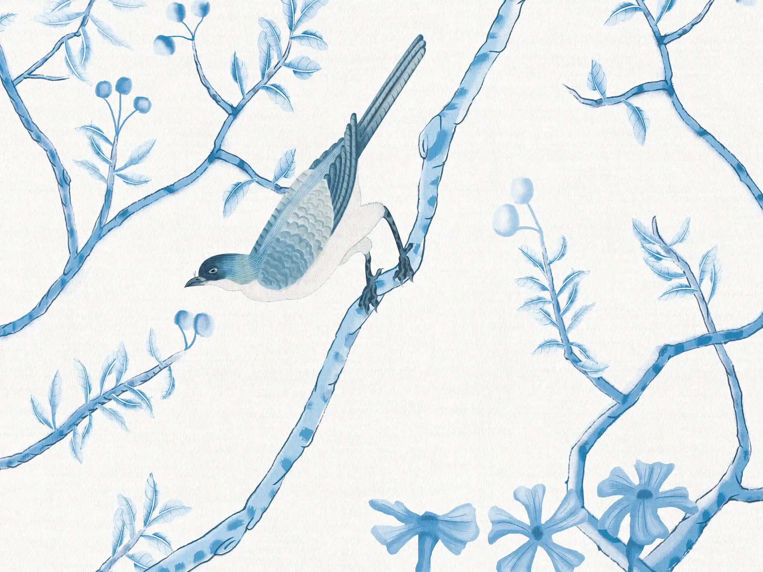 SI-014 快乐的喜鹊和含苞待放的花朵