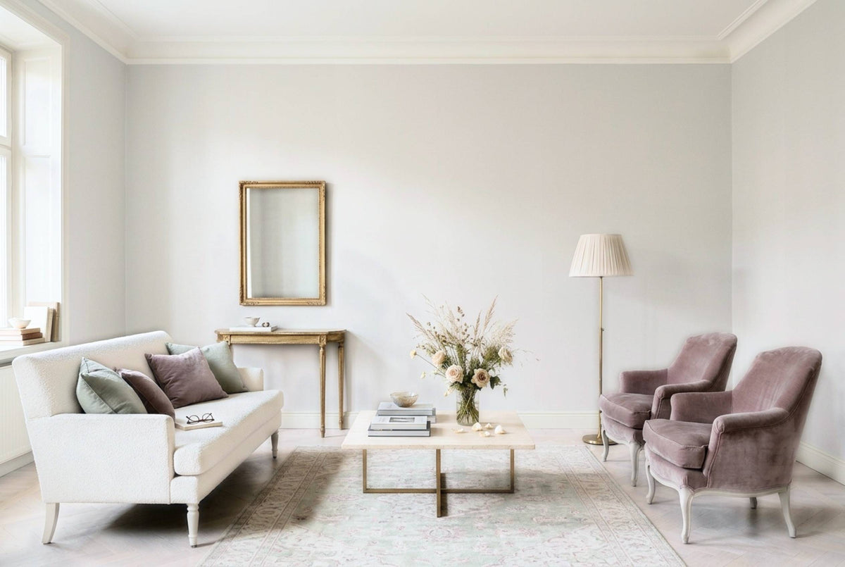 SS03 Pale Linen — Silk-Finish Solid Color Wallpaper, Room Scene