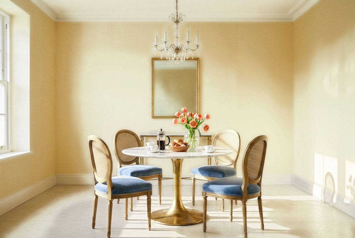 SS05 Soft Butter — Silk-Finish Solid Color Wallpaper, Room Scene