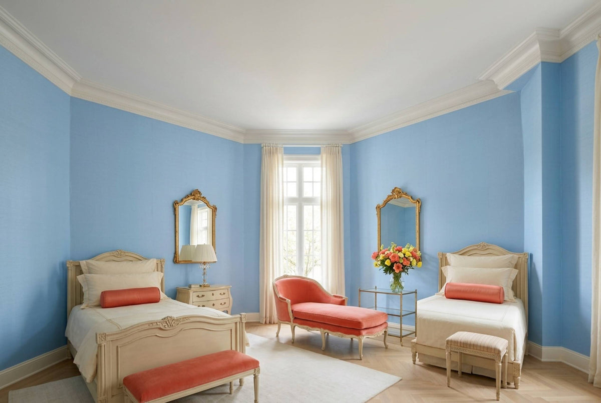 SS15 Baby Blue — Silk-Finish Solid Color Wallpaper, Room Scene