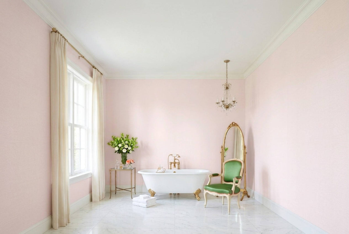 SS21 Blush White — Silk-Finish Solid Color Wallpaper, Room Scene