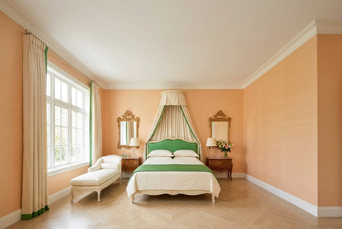 SS28 Apricot — Silk-Finish Solid Color Wallpaper, Room Scene