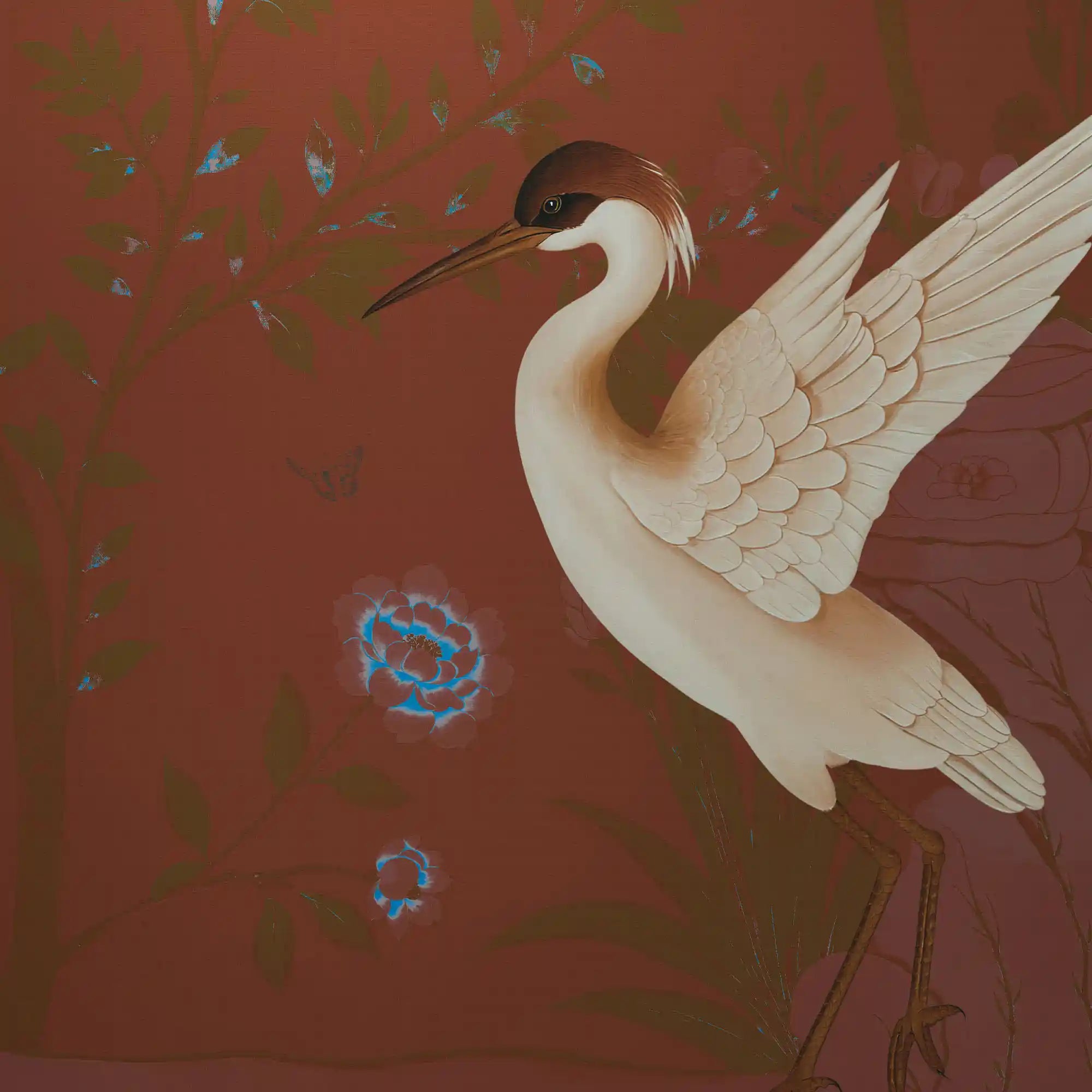 中国风鸟类壁纸特写，显示复杂的羽毛和自然图案。