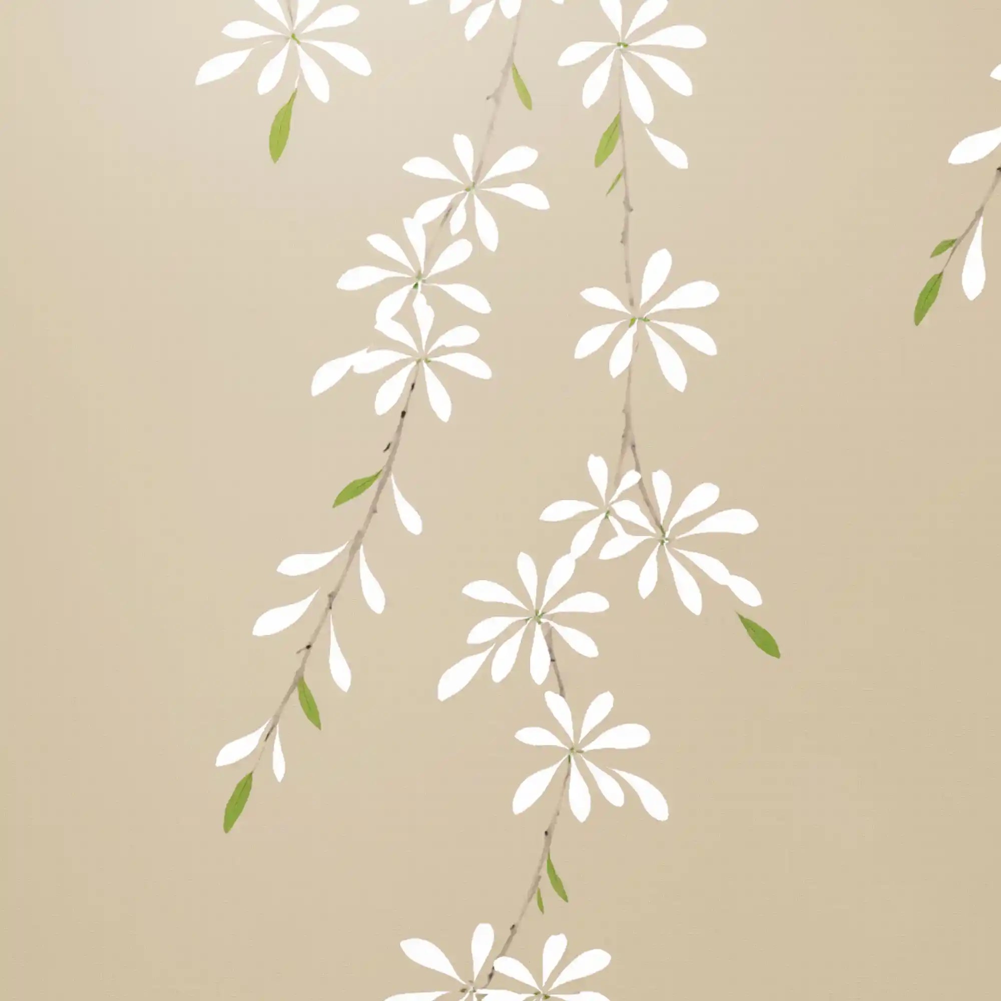 奢华的奶油色中国风墙纸，细节精致，图案考究。