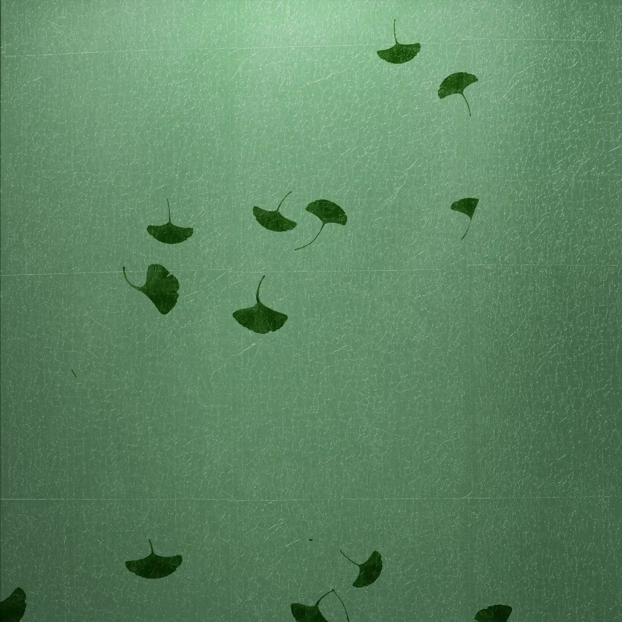 清新的绿叶金属叶中国风墙纸，具有有机纹理和自然光泽。