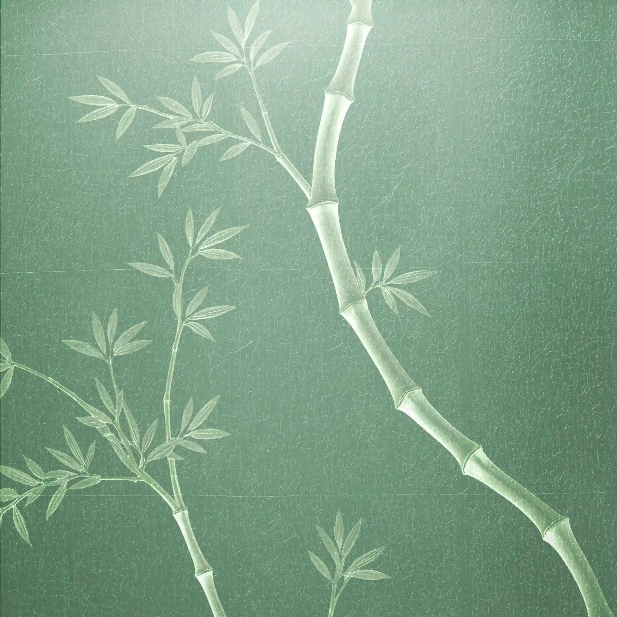 典雅的绿色金属叶中国风墙纸，展现出精致的纹理和经典的艺术细节。
