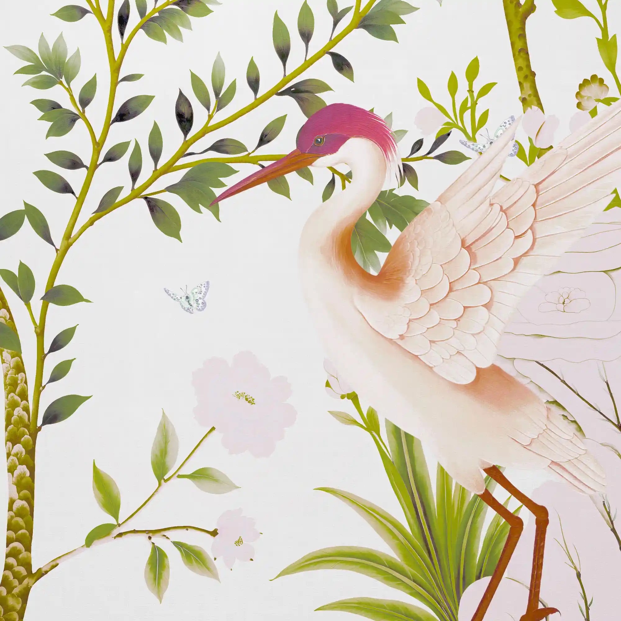 优雅的白色中国风墙纸特写，笔触细腻，细节永恒。